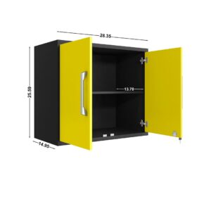 Manhattan Comfort Eiffel Floating Garage Storage Cabinet with Lock and Key in Yellow Gloss