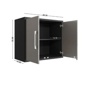 Manhattan Comfort Eiffel Floating Garage Storage Cabinet with Lock and Key in Grey Gloss