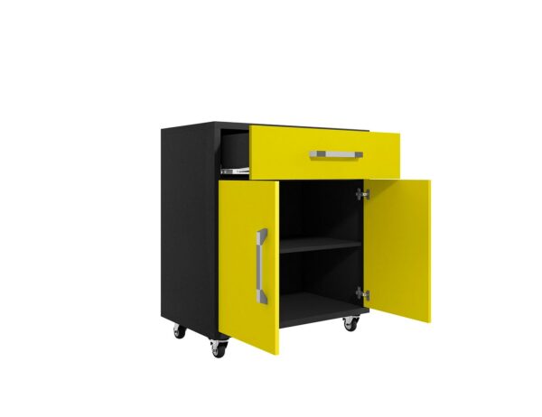 Manhattan Comfort Eiffel 28.35" Mobile Garage Storage Cabinet with 1 Drawer in Yellow Gloss