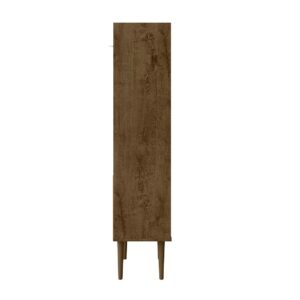 Manhattan Comfort Bogart 62.6" Mid-Century Modern Bookcase in Rustic Brown and Nature