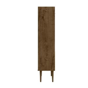 Manhattan Comfort Bogart 62.6" Mid-Century Modern Bookcase in Rustic Brown and Nature