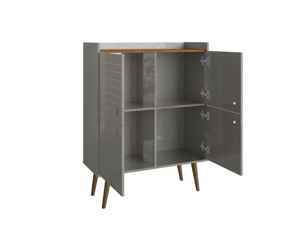 Manhattan Comfort Bogart 45.5" Mid-Century Modern Accent Cabinet in Grey and Nature