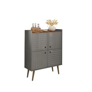 Manhattan Comfort Bogart 45.5" Mid-Century Modern Accent Cabinet in Grey and Nature