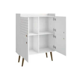 Manhattan Comfort Bogart 45.5" Mid-Century Modern Accent Cabinet in White and Nature