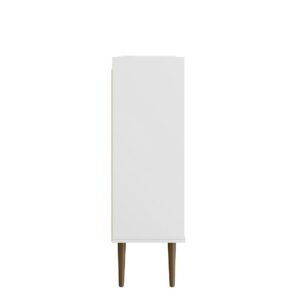 Manhattan Comfort Bogart 45.5" Mid-Century Modern Accent Cabinet in White and Nature