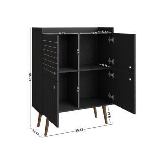 Manhattan Comfort Bogart 45.5" Mid-Century Modern Accent Cabinet in Black and Nature