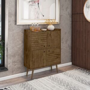 Manhattan Comfort Bogart 45.5" Mid-Century Modern Accent Cabinet in Rustic Brown and Nature