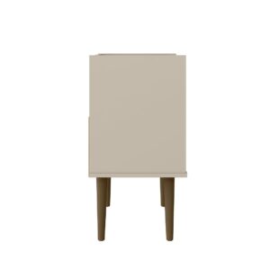 Manhattan Comfort Bogart Mid-Century Modern Nightstand in Off-White and Nature