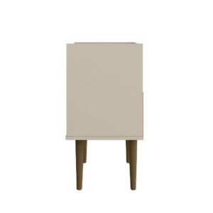 Manhattan Comfort Bogart Mid-Century Modern Nightstand in Off-White and Nature