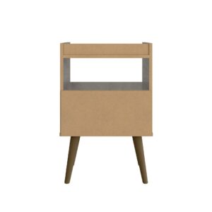 Manhattan Comfort Bogart Mid-Century Modern Nightstand in Grey and Nature