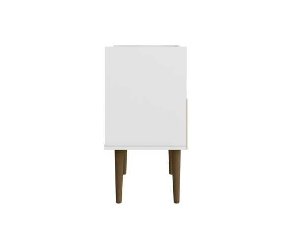 Manhattan Comfort Bogart Mid-Century Modern Nightstand in White and Nature