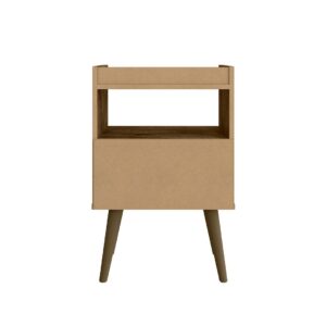 Manhattan Comfort Bogart Mid-Century Modern Nightstand in Rustic Brown and Nature