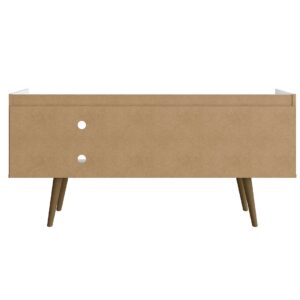 Manhattan Comfort Bogart 53.54" Mid-Century Modern TV Stand in White and Nature