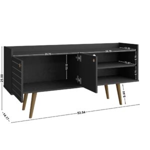 Manhattan Comfort Bogart 53.54" Mid-Century Modern TV Stand in Black and Nature