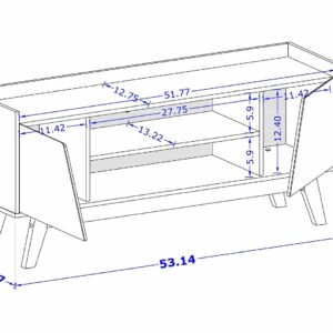 Manhattan Comfort Mid-Century Modern Marcus 53.14 TV Stand with Solid Wood Legs in Greige and Nature