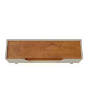 Manhattan Comfort Mid-Century Modern Marcus 53.14 TV Stand with Solid Wood Legs in Greige and Nature