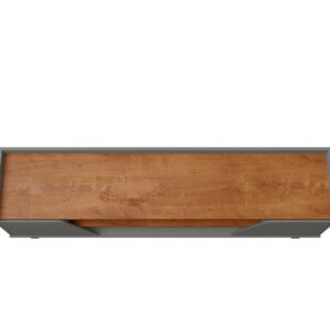 Manhattan Comfort Mid-Century Modern Marcus 62.99 TV Stand with Solid Wood Legs in Grey and Nature