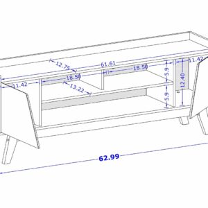 Manhattan Comfort Mid-Century Modern Marcus 62.99 TV Stand with Solid Wood Legs in White