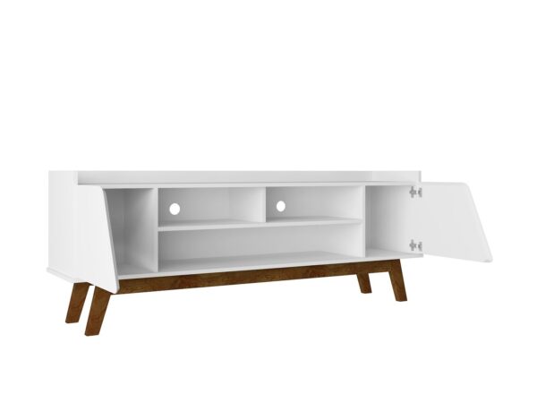 Manhattan Comfort Mid-Century Modern Marcus 62.99 TV Stand with Solid Wood Legs in White