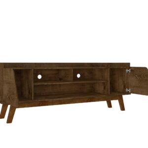 Manhattan Comfort Mid-Century Modern Marcus 62.99 TV Stand with Solid Wood Legs in  Rustic Brown