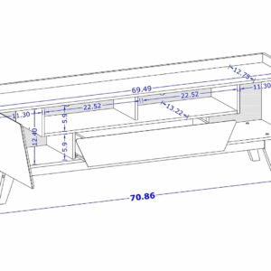 Manhattan Comfort Mid-Century Modern Marcus 70.86 TV Stand with Solid Wood Legs in White