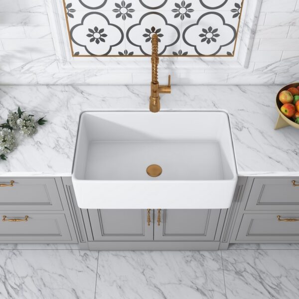 Altair 271033-KS Trento 33 Inch Rectangular Ceramic Vessel Bathroom Sink - Glossy White