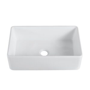 Altair 271033-KS Trento 33 Inch Rectangular Ceramic Vessel Bathroom Sink - Glossy White