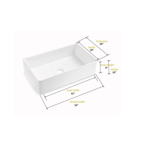 Altair 271033-KS Trento 33 Inch Rectangular Ceramic Vessel Bathroom Sink - Glossy White