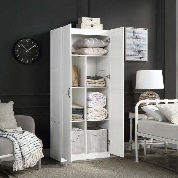 Manhattan Comfort Hopkins Modern Freestanding Storage Closet with 7 Shelves in White