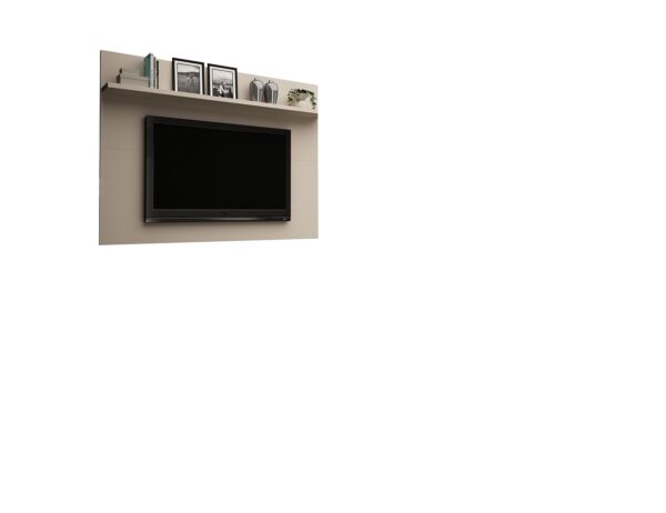 Manhattan Comfort Tribeca 53.94 Mid-Century Modern TV Panel with Overhead D?cor Shelf in Off White