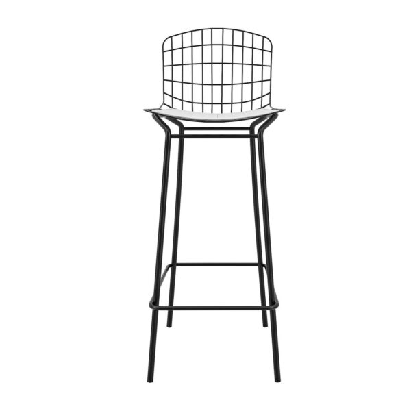 Manhattan Comfort Madeline 41.73" Barstool, Set of 3 with Seat Cushion in Black and White