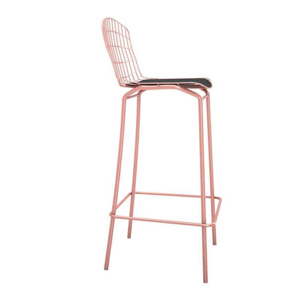 Manhattan Comfort Madeline 41.73" Barstool, Set of 3 with Seat Cushion in Rose Pink Gold and Black