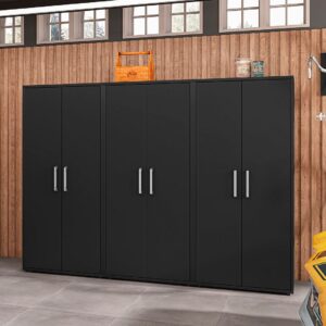 Manhattan Comfort Eiffel Storage Cabinet in Matte Black (Set of 3)