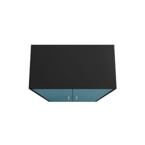 Manhattan Comfort Eiffel Storage Cabinet in Matte Black and Aqua Blue (Set of 3)