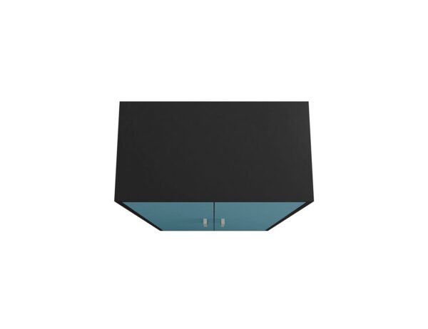 Manhattan Comfort Eiffel Storage Cabinet in Matte Black and Aqua Blue (Set of 3)