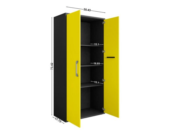 Manhattan Comfort Eiffel Storage Cabinet in Matte Black and Yellow (Set of 3)