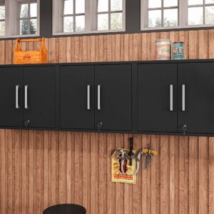 Manhattan Comfort Eiffel Floating Garage Cabinet in Matte Black (Set of 3)