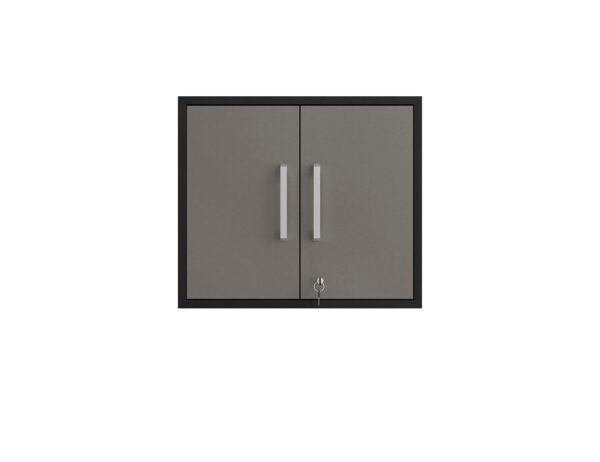 Manhattan Comfort Eiffel 3-Piece Storage Garage Set in Matte Black and Grey