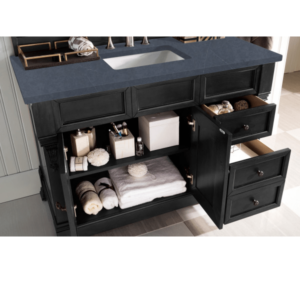 James Martin 147-114-5236-3CSP Brookfield 48 Inch Antique Black Single Vanity with Drawers with 3 cm Charcoal Soapstone Quartz Top with Sink