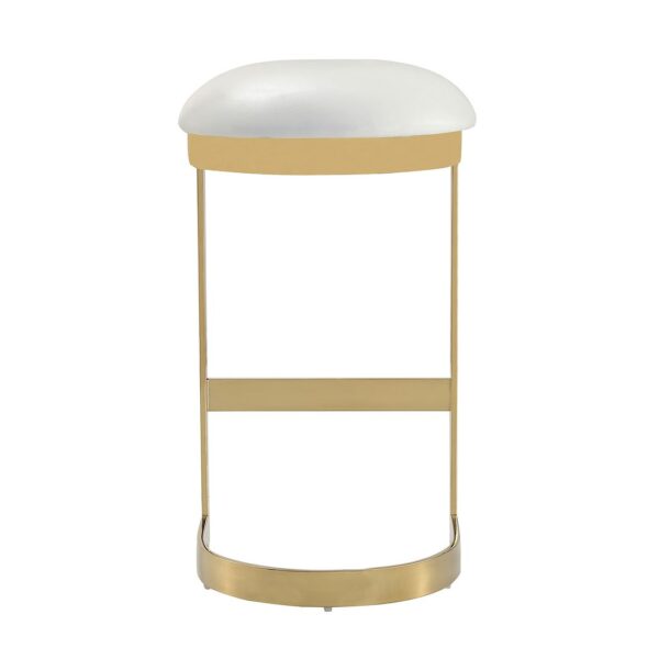 Manhattan Comfort Aura 28.54 in. White and Polished Brass Stainless Steel Bar Stool (Set of 3)