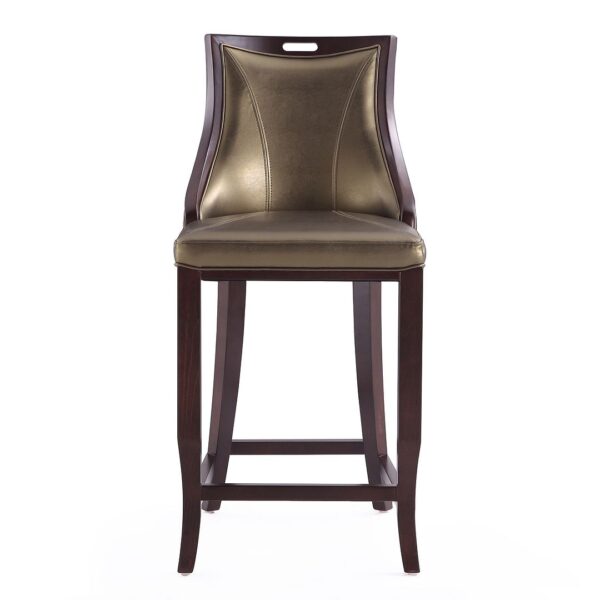 Manhattan Comfort Emperor 41 in. Bronze and Walnut Beech Wood Bar Stool (Set of 3)