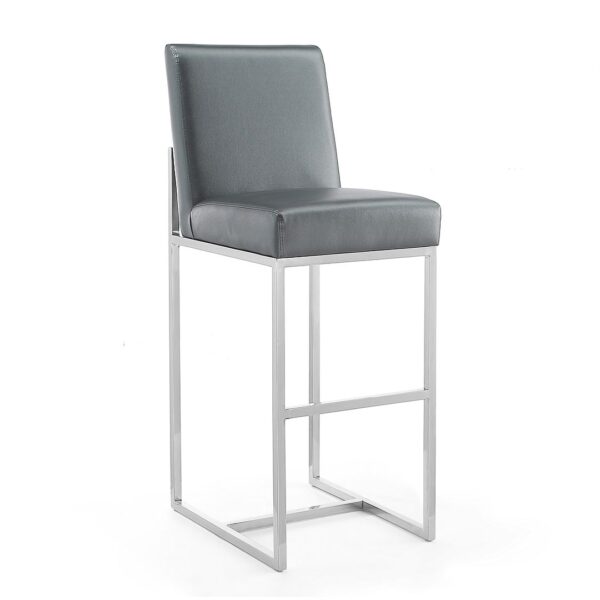 Manhattan Comfort Element 42.13 in. Graphite and Polished Chrome Stainless Steel Bar Stool (Set of 3)