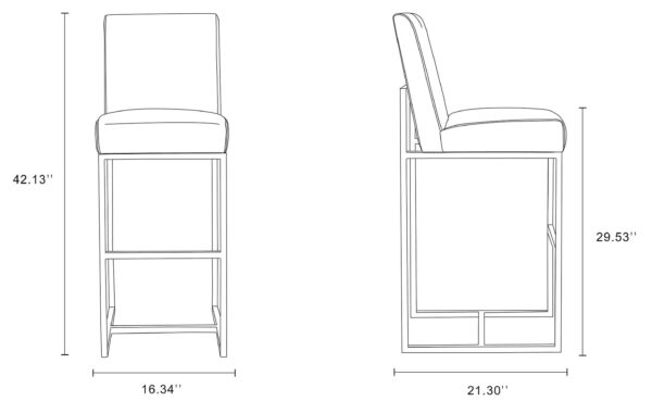 Manhattan Comfort Element 42.13 in. Pearl White and Polished Chrome Stainless Steel Bar Stool (Set of 3)