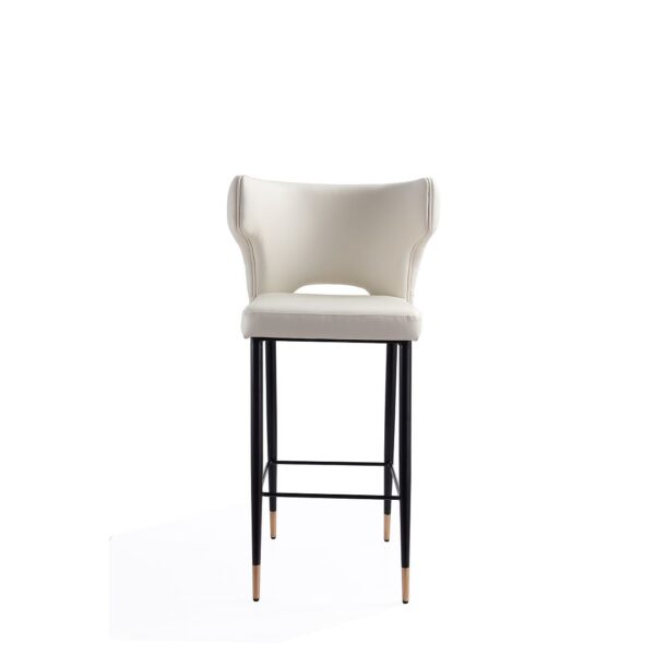 Manhattan Comfort Holguin 41.34 in. Cream, Black and Gold Wood Barstool (Set of 3)