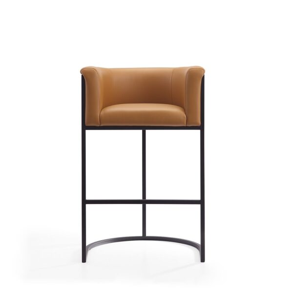 Manhattan Comfort Cosmopolitan 37.8 in. Camel and Black Metal Barstool (Set of 3)