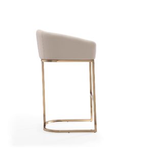 Manhattan Comfort Louvre 40 in. Cream and Titanium Gold Stainless Steel Barstool (Set of 3)