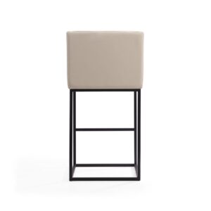 Manhattan Comfort Ambassador 42 in. Cream and Black Metal Barstool (Set of 3)