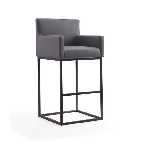 Manhattan Comfort Ambassador 42 in. Grey and Black Metal Barstool (Set of 3)