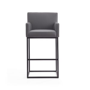 Manhattan Comfort Ambassador 42 in. Grey and Black Metal Barstool (Set of 3)