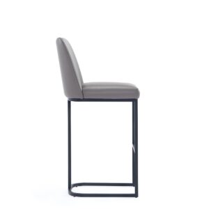 Manhattan Comfort Serena Modern Leatherette Upholstered Barstool in Grey - Set of 3